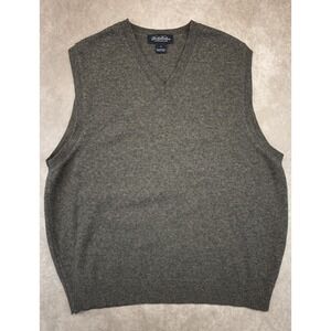 Vintage Wool Sweater Vest Men's M Gray V-Neck Made USA Brooks Brothers